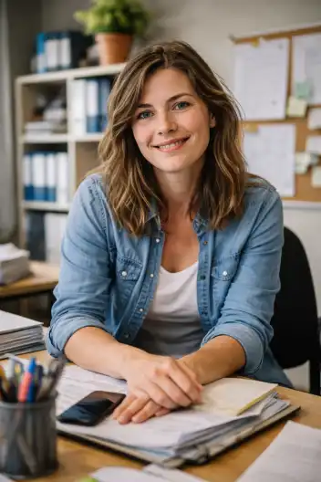 Pienenpieni Tilitoimiston asiantuntija työssään etätoimistolla